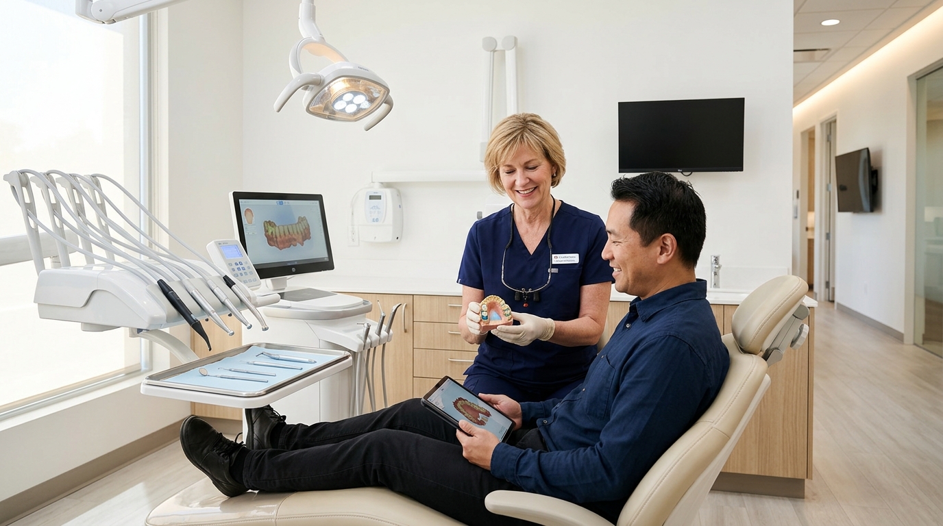 Dentist consulting patient at MJ Dental Care Saguna More Patna